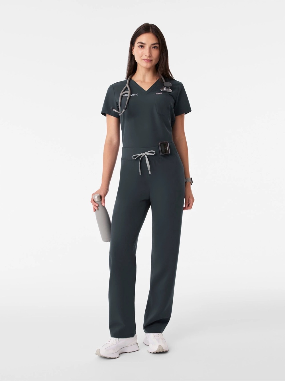 Figs Dark Harbor One Pocket Scrub Top & High Waisted Livingston Scrub Pant